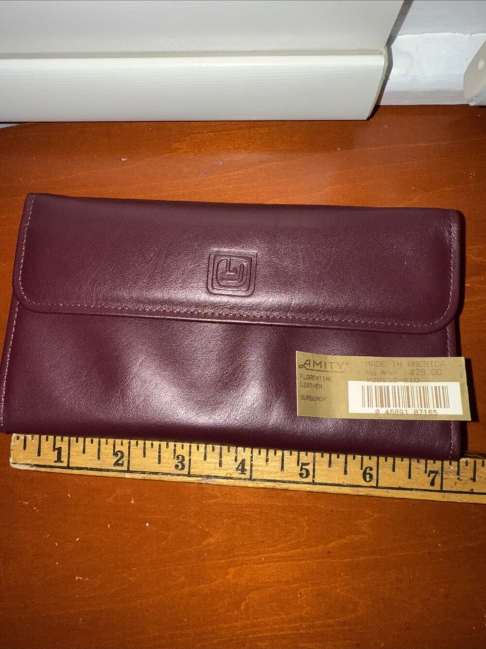 Vintage Amity Brown burgundy Napa Leather Wallet CC/Photo Holders, Change Purse.
